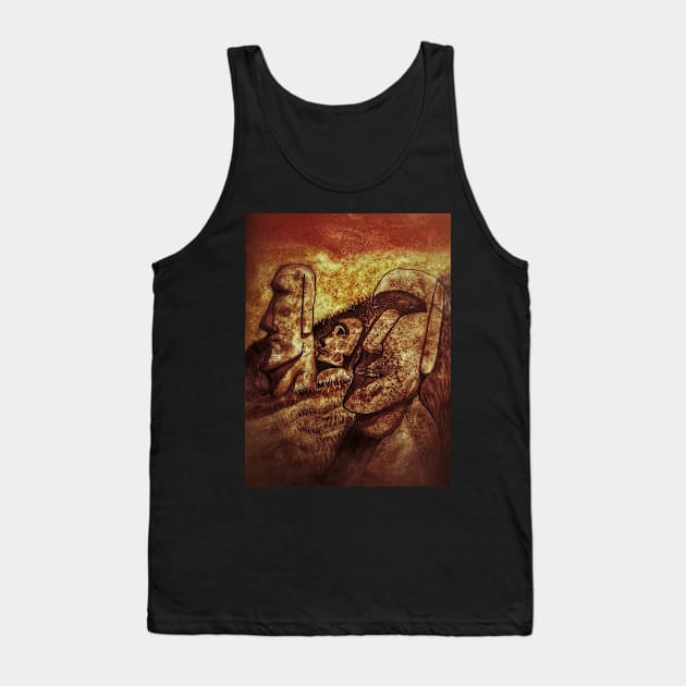 Easter Island Statues Grunge Tank Top by Matt Starr Fine Art